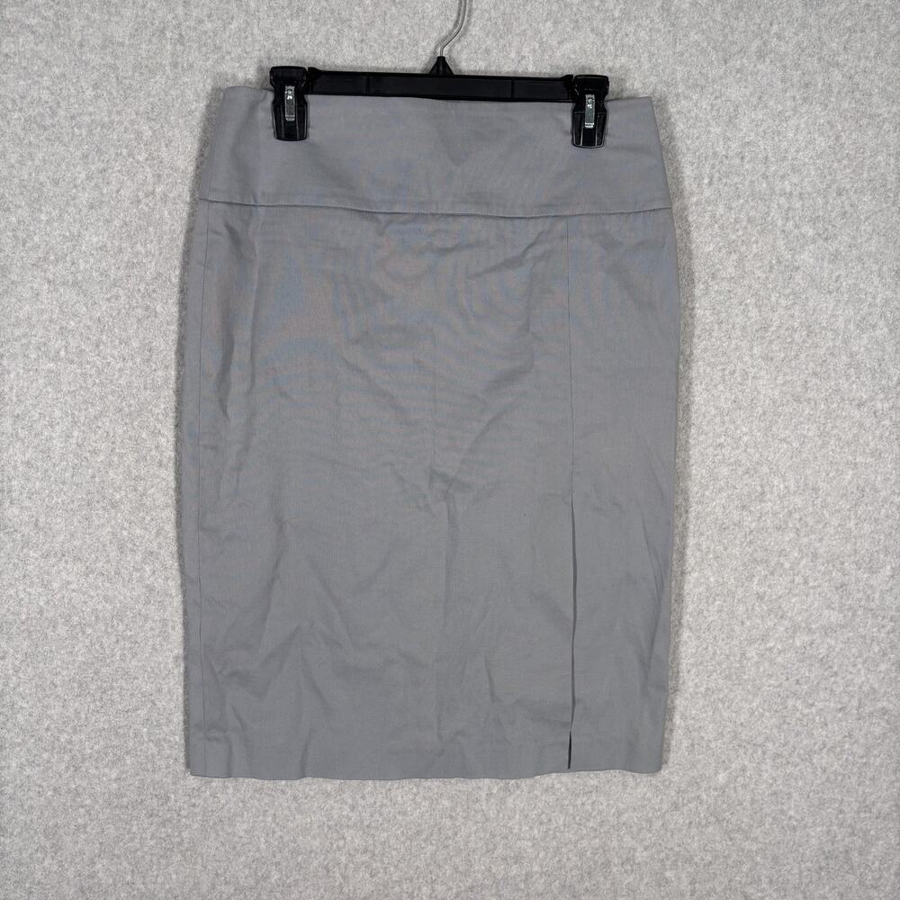 Banana Republic Pencil Knee Skirt Size 4 Gray Stretch High Slit Secretary Career